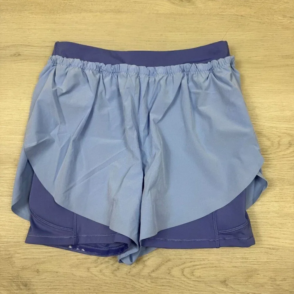 Athleta Mile Marker 2‎ in 1 Running Shorts Womens Small Blue Purple NEW